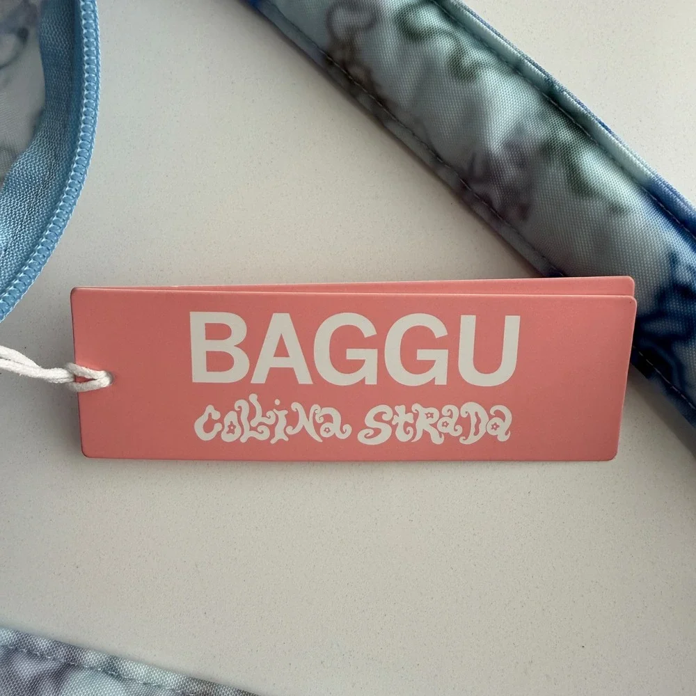 Baggu x Collina Strada NWT Small Cloud Carry On Tote in Blue Thorns Print